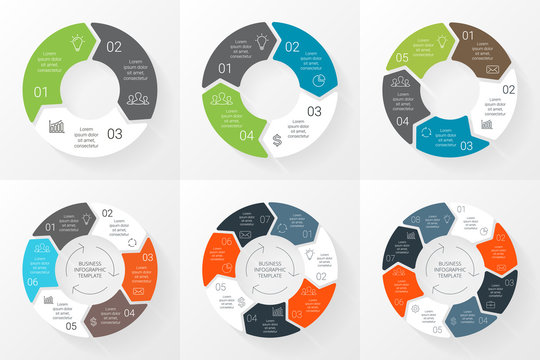 Vector circle arrows infographics set. Template for cycle