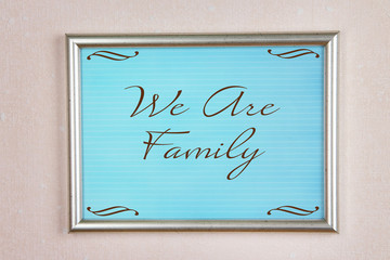 Photo frame with text on wall background