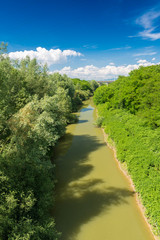Fototapeta na wymiar River and countryside in sping season, Tuscany