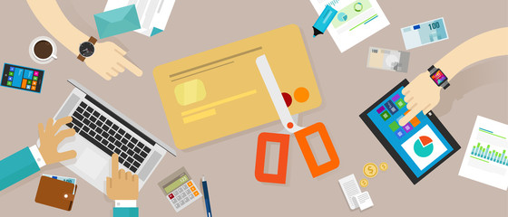 Fototapeta premium cut credit card loan debt personal family finance
