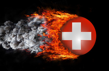 Flag with a trail of fire and smoke - Switzerland