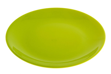 Green plate isolated on white