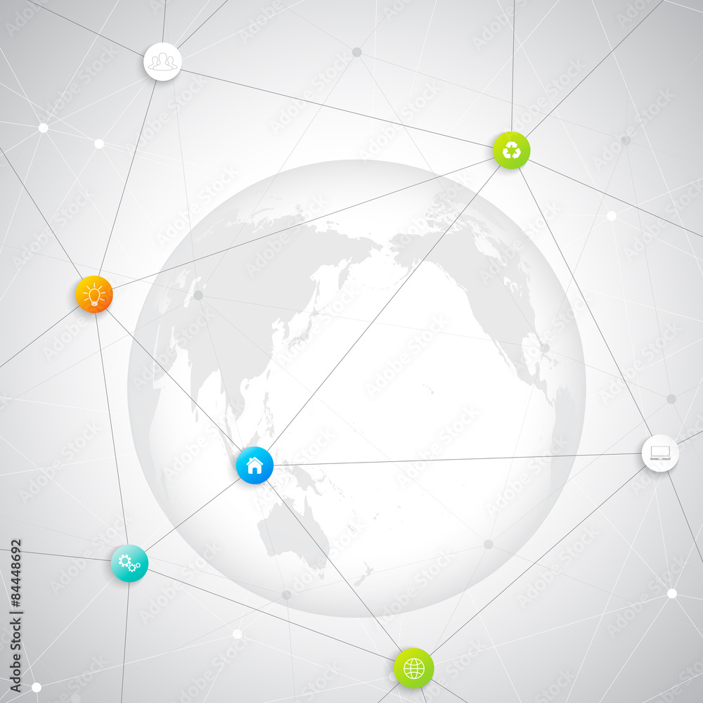 Poster Modern infographic network template. Can be used for workflow
