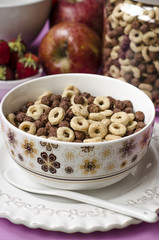 Breakfast with muesli and fruit