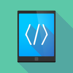 Tablet pc icon with a code sign
