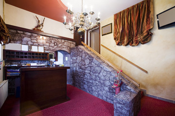 Small mountain hotel lobby