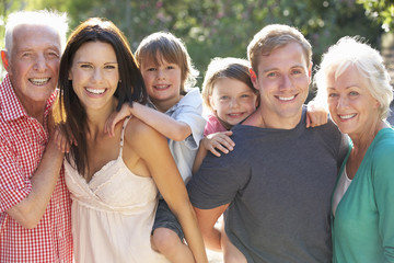 Portrait of Three Generation Family In Countryside