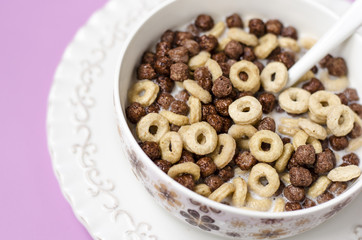 Breakfast with muesli and fruit