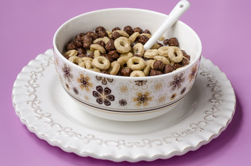 Breakfast with muesli and fruit