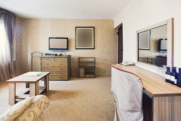 Interior of a vintage style hotel room