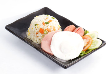 Fried Rice with Egg Ham and Sausage