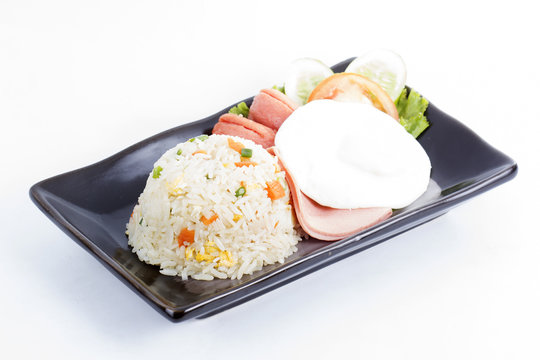 Fried Rice with Egg Ham and Sausage
