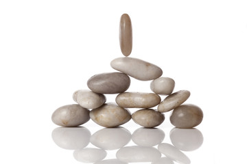 Balanced stack of different river stones