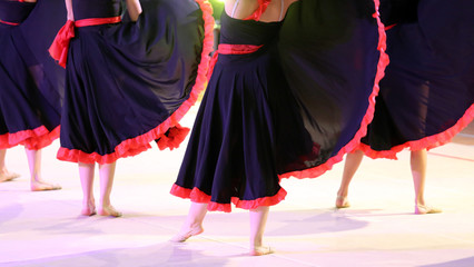 dancers during the performance of flamenco dancing in Spain