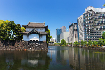 Fototapeta na wymiar Imperial palace and Tokyo skyline