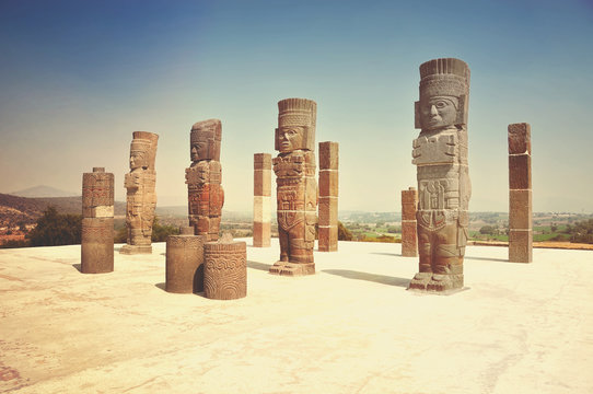 Ancient ruins of Tula de Allende - archaeological site in Mexico