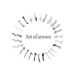 Set of different hand drawn arrows