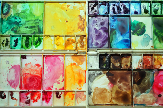 Colorful Palette - A picture of a very colorful and messy palette- a sign of lots of love