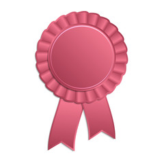Pink blank award rosette with ribbon