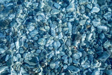 limpid sea water top view