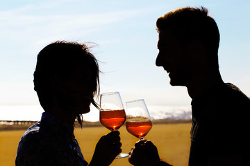 couple having spritz time in a terrace