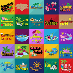Summer Flat Icons Set: Vector Illustration, Graphic Design. Collection Of Colorful Icons. For Web, Websites, Print, Presentation Templates, Mobile Applications And Promotional Materials