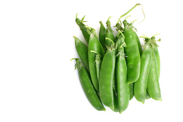 fresh green peas isolated on a white background