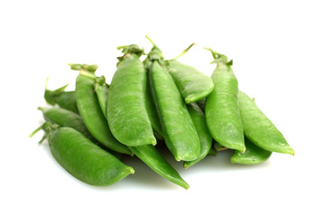 fresh green peas isolated on a white background