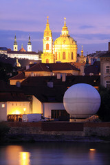 Night Prague St. Nicholas' Cathedral in the Night, Czech Republic