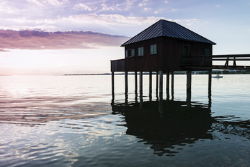 Sunset at Lake Constance (Bodensee) in Europe.