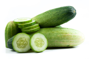 Cucumber and slices isolated