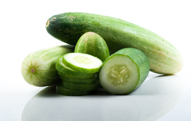 Cucumber and slices isolated