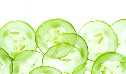 Fresh cucumber slice isolated on white background