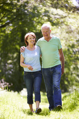 Senior Couple Walking In Summer Countryside