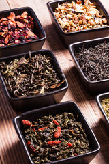 Various of tea in a box