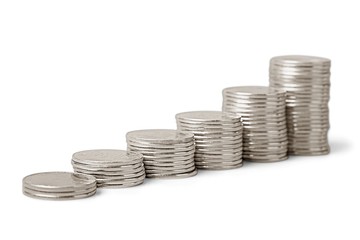 Coin, Silver, Stack.
