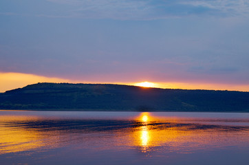 Sunset scene on lake