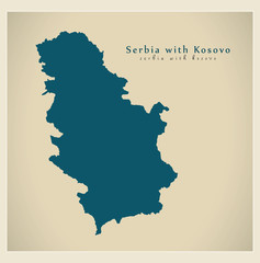 Modern Map - Serbia with Kosovo RS