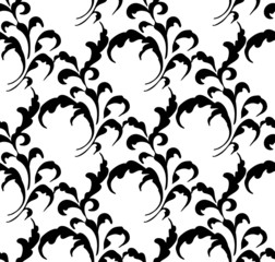 Seamless pattern floral ornament in black and white . Mandala