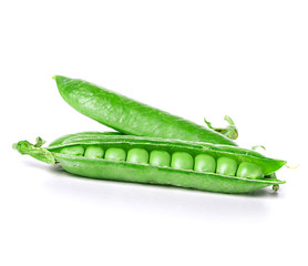 Fresh green pea pod isolated on white background