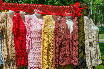 Exhibition and sale of crocheted women's clothing