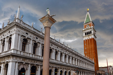 Fototapeta na wymiar St. Marks Campanile after the storm, Venice