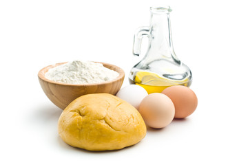 dough and ingredients for preparing pasta