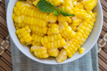 Steamed Corn in a Bowl.