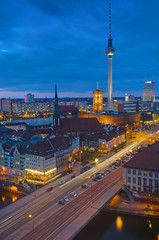 Berlin Alexanderplatz with the famous television tower at night