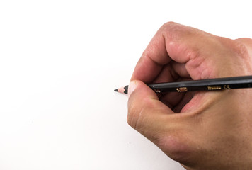 Human Hand and Black Pencil