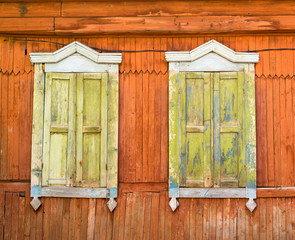 Antique Russian Wooden Window Frames