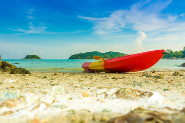 Kayak with blue sky at Lipe island in Satun Thailand