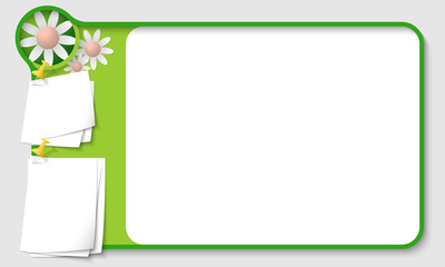 Abstract frame for your text with flowers and  papers for remark