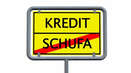 Kredit / Schufa Schild isoliert